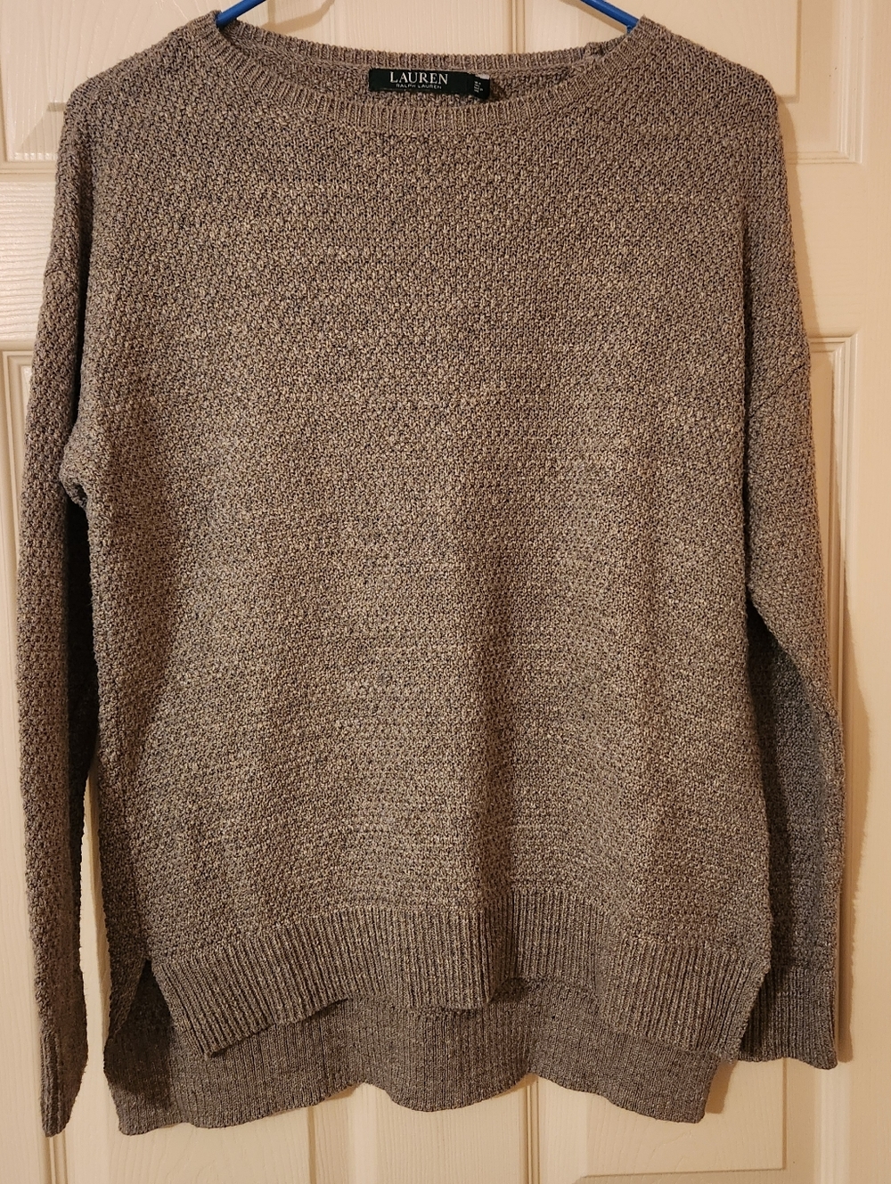 Lauren Ralph Lauren Womens Tan Textured Round Neck Sweater Small Neutral Minimal